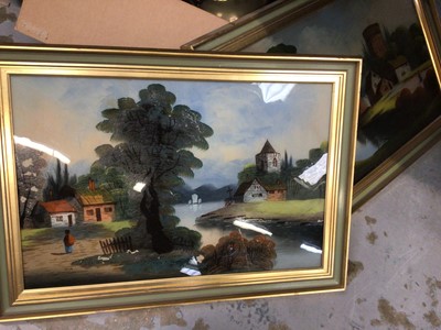 Lot 57 - Group of pictures, including reverse paintings on glass, etchings, etc