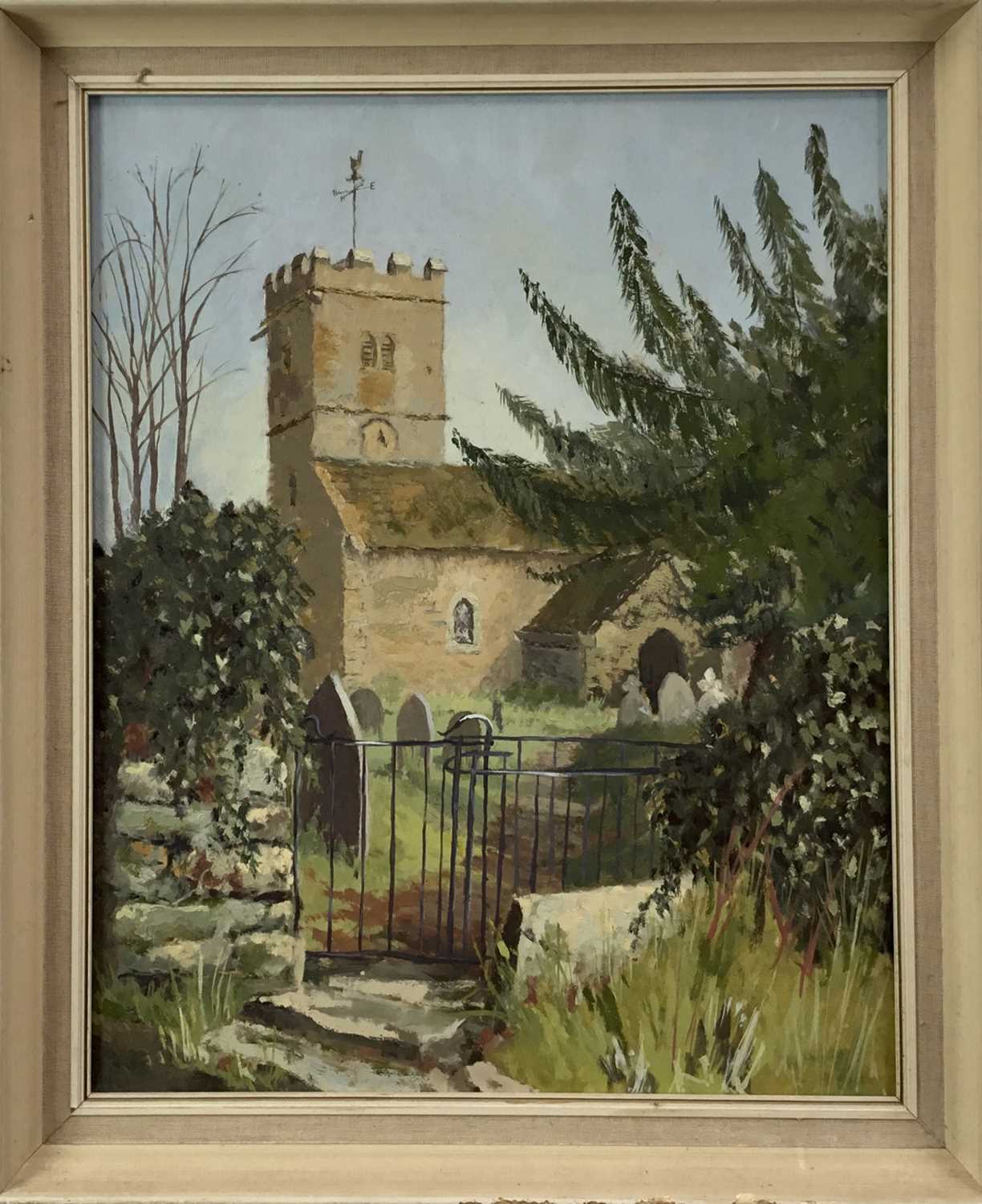 Lot 76 - Betty Rogers (Contemporary): oil on board, St Peter's Church, Llanwenarth, 39.5x49.5cm