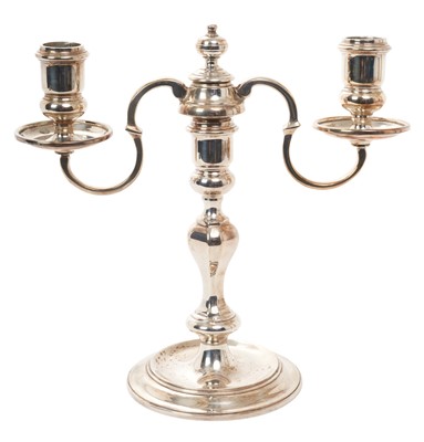 Lot 479 - Georgian style silver two light candelabrum by Garrard & Co. Ltd