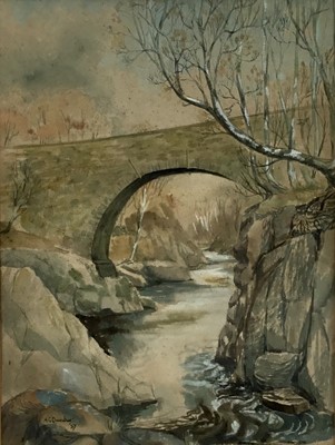 Lot 99 - A.Grigor Dunbar: watercolour, Dulsie Bridge, Morayshire, signed and dated lower left, 27x36cm