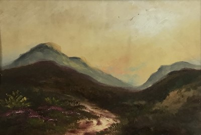 Lot 114 - British school, 19th century gouache, moorland scene, 45x30cm