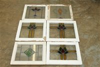 Lot 2148 - Six Art Nouveau stained glass windows in...