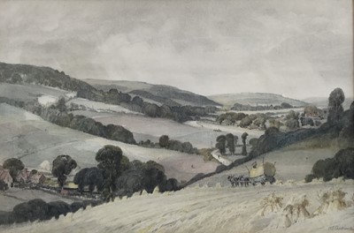 Lot 139 - D.J.Andrews: watercolour, view of a landscape with haycart,  signed and dated lower right, 35x23cm