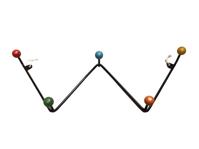 Lot 361 - 1960s coat/hat rack with coloured ball terminals