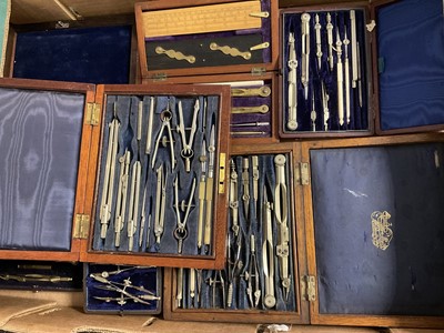 Lot 187 - Collection of boxed drawing instruments