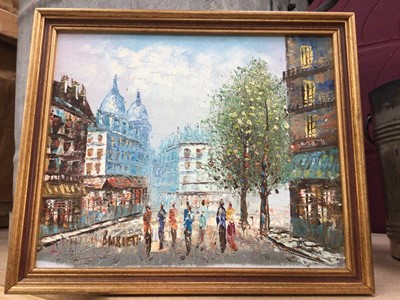 Lot 782 - Caroline Burnett (1877 - 1950) oil on board a Parisian street scene, 20.5 x 25cm