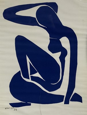 Lot 146 - Henri Matisse: blue nude, off-set lithograph in colours, 59x79cm