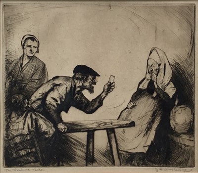 Lot 147 - John Henry Amschewitz (1882-1942): pair of etchings, The Golden Wedding and The Fortune Teller, 26x22.5cm (2)