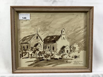 Lot 149 - Wendy Rees Harrison (20th century): watercolour, Little Old Church, Bellarine, 24x19cm