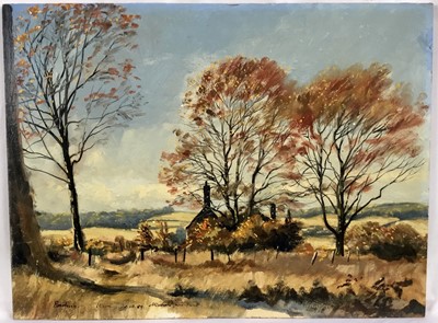 Lot 279 - *Michael John Hunt (b.1941) two unframed acrylic works on board - Autumnal scenes, the first en plein air signed titled and dated 10am 20.10.89, the second signed with Hunt Gallery label verso, bot...