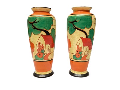 Lot 1122 - Two Clarice Cliff Bizarre range Cafe-Au-Lait vases