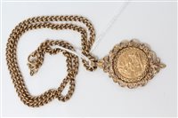 Lot 3204 - Edward VII gold Sovereign - 1910, in pendant...