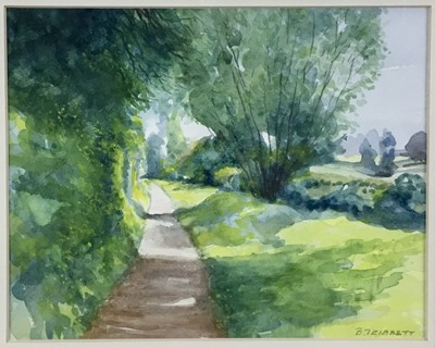 Lot 157 - Bruce Tribbett: watercolour, Footpath to Bourton on the Water, 25x20cm