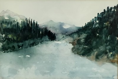 Lot 159 - Enid Grizzard (Contemporary): watercolour, Bow River, monogrammed lower left, 32x22cm