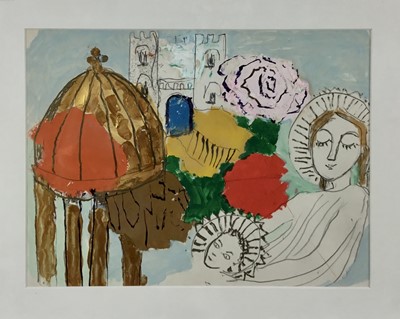 Lot 168 - Edith Wrigley (Contemporary): mixed media, Nativity, 38.5x29cm