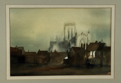 Lot 170 - British school, 20th-century watercolour, view of a cathedral, signed and dated lower right, 43x29cm