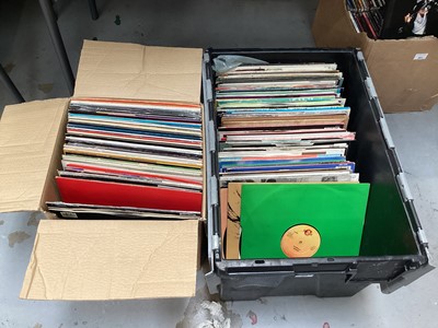 Lot 382 - Two boxes of mainly 12 inch singles including Michael Jackson, Admiral Bailey, Lenny Kravitz, Adeva, Pam Hall, Arrested Development, Soul II Soul and Aswad etc, plus some LPs