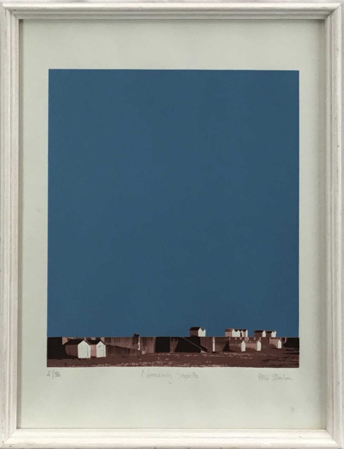 Lot 176 - Peter Strachan: screenprint, Normandy Seaside, signed and numbered in pencil, 28.5x38cm