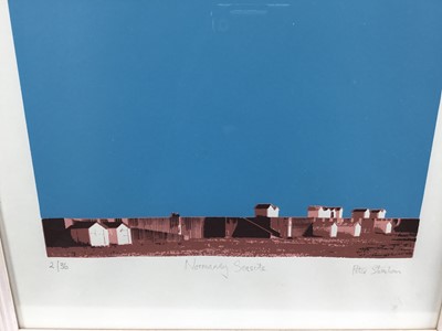 Lot 176 - Peter Strachan: screenprint, Normandy Seaside, signed and numbered in pencil, 28.5x38cm
