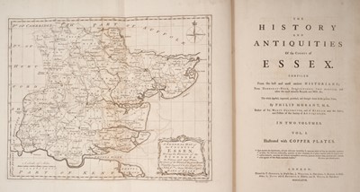 Lot 1121 - The History And Antiquities Of the County of Essex, by Philip Morant, printed for Osborne, Whiston, Baker, Davis, Reymers and White, 1768, full leather bound