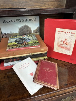 Lot 1191 - Collection of sporting books to include Hunting By Ear, two versions with 45 and 78 records, illustrated volumes by G. D. Armour, Bailey's Hunting Directories and others (55)