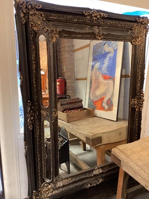 Lot 1362 - Large bevelled wall mirror on stand