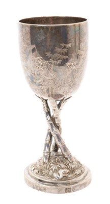 Lot 472 - Chinese silver goblet by Wang Hing