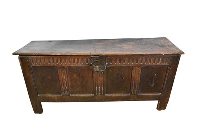 Lot 1583 - Late 17th century carved and panelled oak coffer