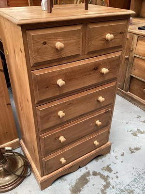 Lot 1219 - Pine chest of two short and four long drawers, 66cm wide, 45cm deep, 114cm high, together with a similar chest of seven drawers, 50cm wide, 38.5cm deep, 119cm high (2)