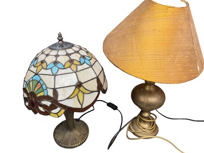 Lot 210 - Tiffany style lamp and another lamp