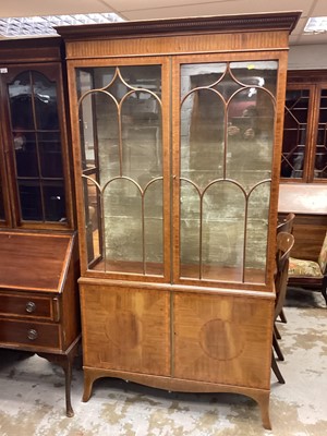 Lot 1292 - Two door inlaid cabinet with arched glazing bars in the Georgian style.