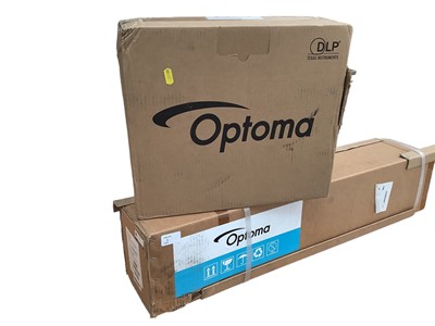 Lot 1 - Optoma HD29HST DLP Projector together with Optoma Portable pull up screen, model number DP-9092MWL
