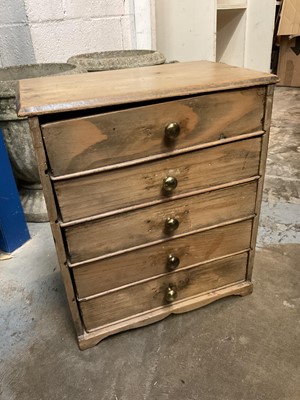 Lot 293 - Miniature pine chest of drawers