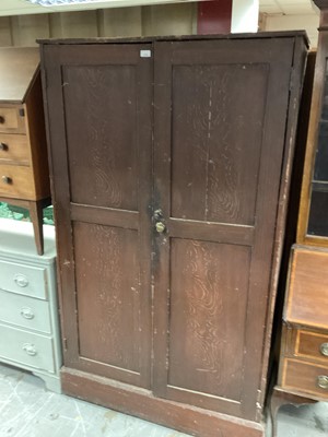 Lot 1290 - Large pine cupboard, 19th Century, removed many years ago from railway ticket office