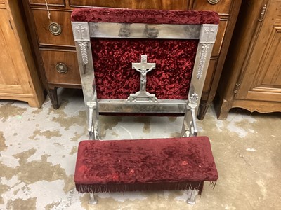 Lot 1384 - Folding church prayer kneeler together with 19th Century aesthetic movement ebonised prayer chair and one antique bible box