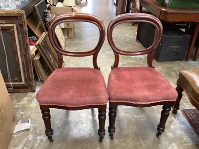 Lot 1330 - Two pairs of Victorian chairs on turned legs