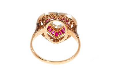 Lot 759 - Edwardian-style diamond and ruby heart shape cluster ring