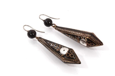 Lot 781 - Pair of Victorian pique work earrings