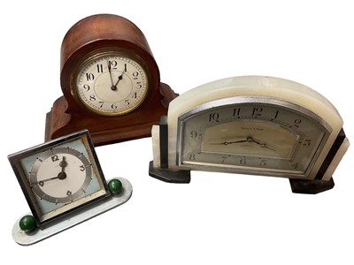 Lot 223 - Art Deco onyx clock by Mappin & Webb and two further clocks