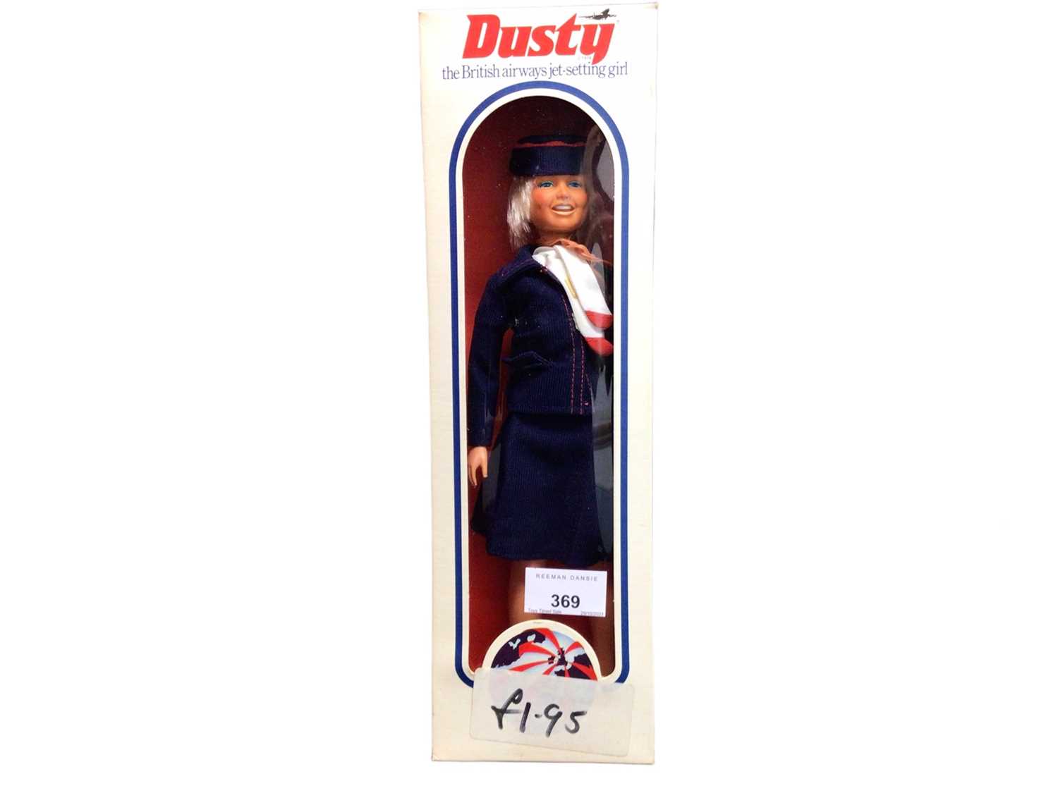 Lot 369 - Denys Fisher Dusty the British Airways jet-setting girl air stewardess, with paperwork, boxed (1)