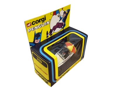 Lot 370 - Corgi Batman Vehicles including Batmobile No.267, Batcopter No.925, Batboat No.107 & Penguinmobile No.259, all boxed (4)