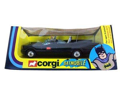 Lot 370 - Corgi Batman Vehicles including Batmobile No.267, Batcopter No.925, Batboat No.107 & Penguinmobile No.259, all boxed (4)