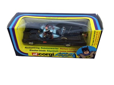 Lot 370 - Corgi Batman Vehicles including Batmobile No.267, Batcopter No.925, Batboat No.107 & Penguinmobile No.259, all boxed (4)