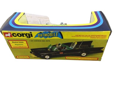 Lot 370 - Corgi Batman Vehicles including Batmobile No.267, Batcopter No.925, Batboat No.107 & Penguinmobile No.259, all boxed (4)