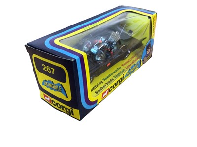 Lot 370 - Corgi Batman Vehicles including Batmobile No.267, Batcopter No.925, Batboat No.107 & Penguinmobile No.259, all boxed (4)