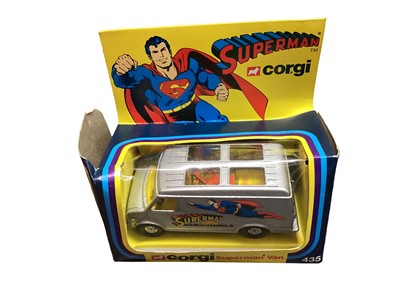 Lot 371 - Corgi Superheroes including Superman Supermobile No.265 & Superman Van No.435, The Incredible Hulk No.264, Buck Rogers Starfighter No.647 & Spider-Man Spiderbike No.266 (5)