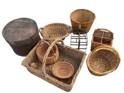 Lot 248 - Collection of wicker baskets and a bentwood box