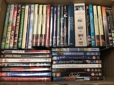 Lot 371 - Collection of Blu-rays, DVDs including Five Decades of Bond 007 boxed set and various CDs (2 boxes)