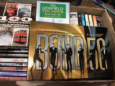 Lot 371 - Collection of Blu-rays, DVDs including Five Decades of Bond 007 boxed set and various CDs (2 boxes)