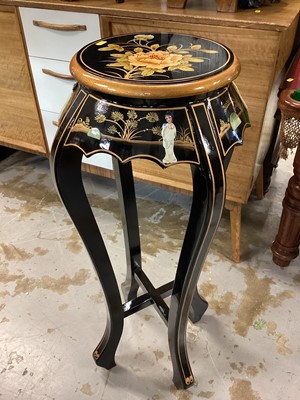 Lot 1244 - Oriental lacquer plant stand with applied figure decoration